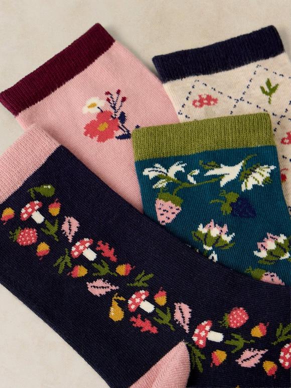 4PK AUTUMN FRUIT ANKLE SOCK
