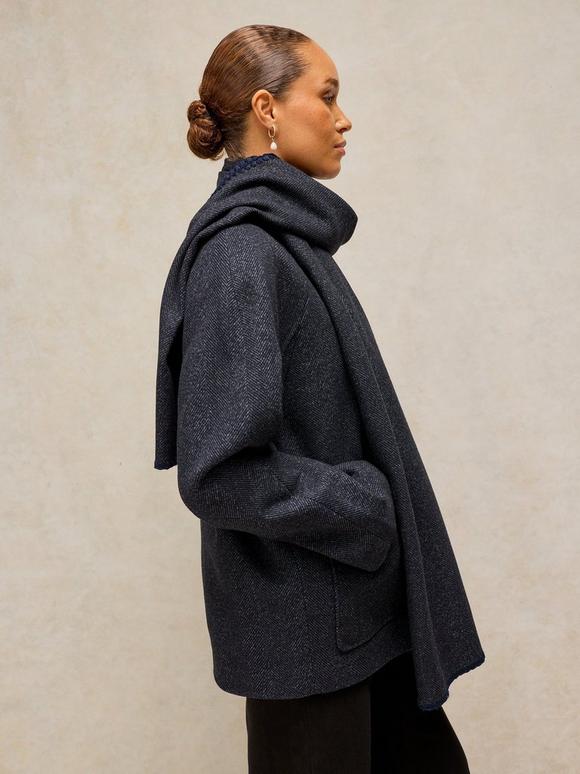 FRANKIE BUTTON OFF SCARF COAT
