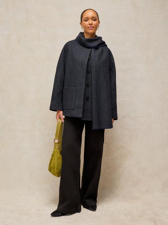 FRANKIE BUTTON OFF SCARF COAT