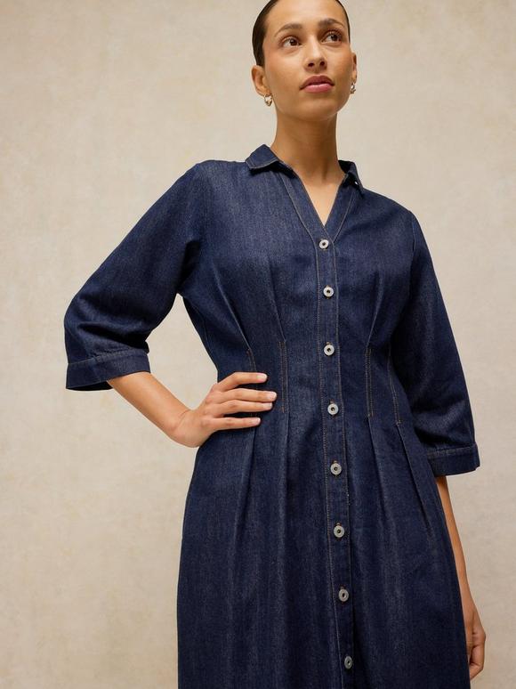 LUNA DENIM PLEAT DRESS