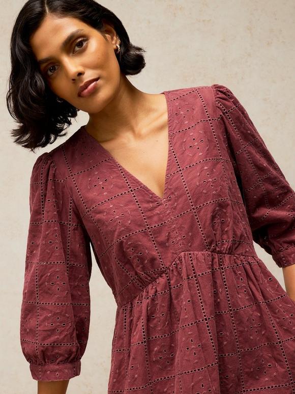 LUCY EMBROIDERED CORD DRESS