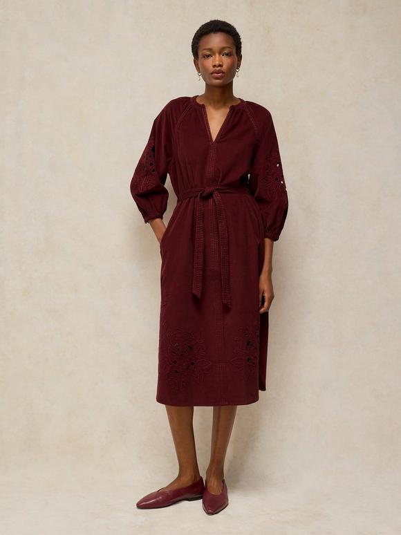 ANNIKA EMBROIDERED CORD DRESS