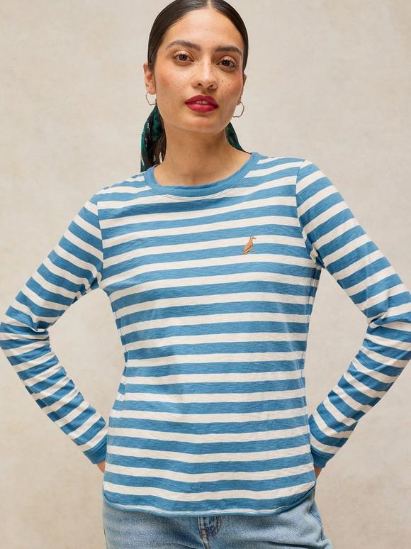 CLARA STRIPE EMBROIDERED TEE