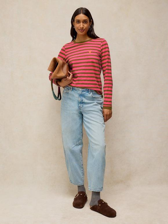 CLARA STRIPE EMBROIDERED TEE