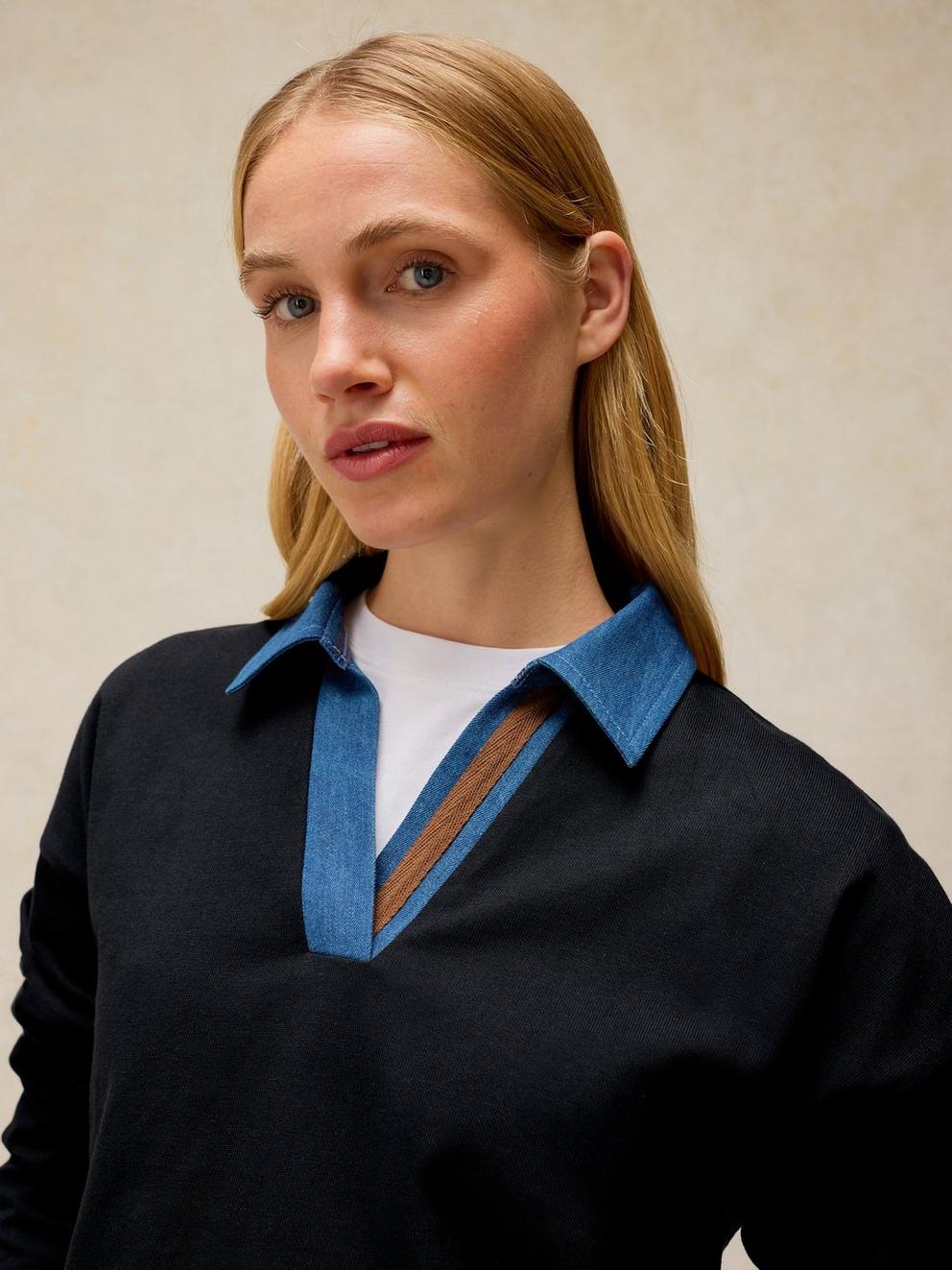 DENIM MIX RUGBY TOP