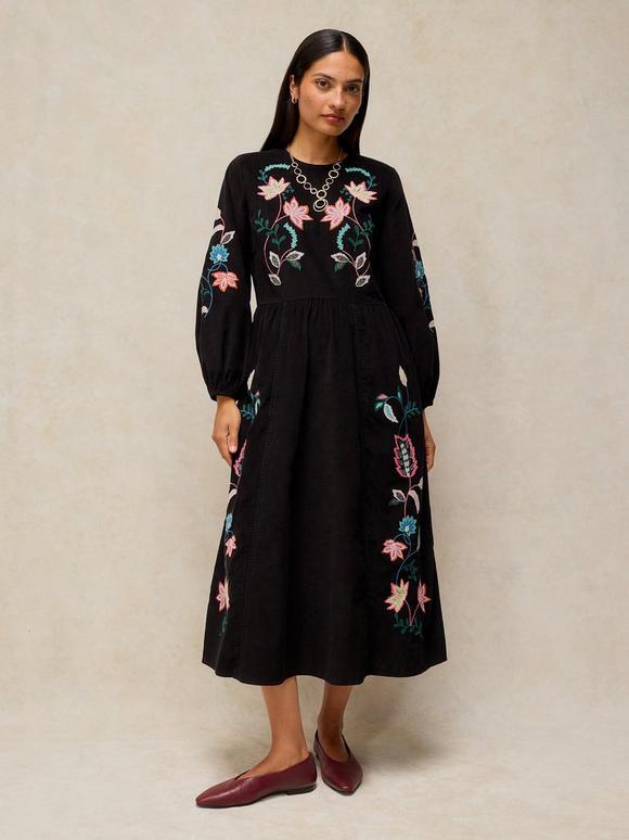 WREN EMBROIDERED CORD DRESS