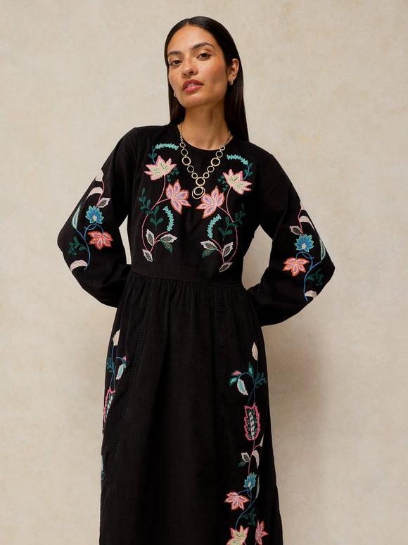 WREN EMBROIDERED CORD DRESS