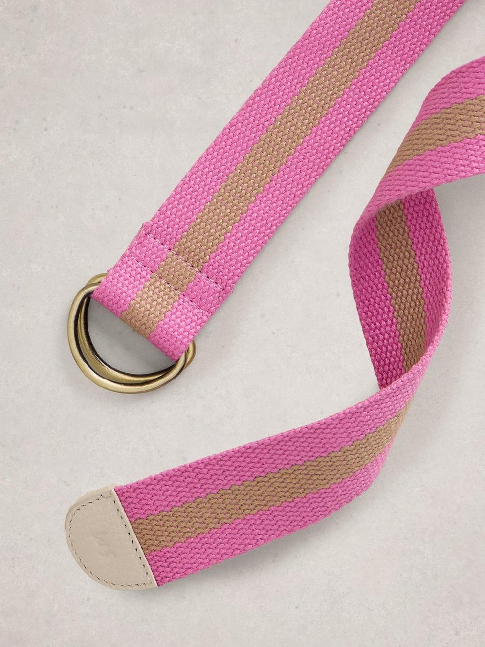 Striped Webbing Loop Belt