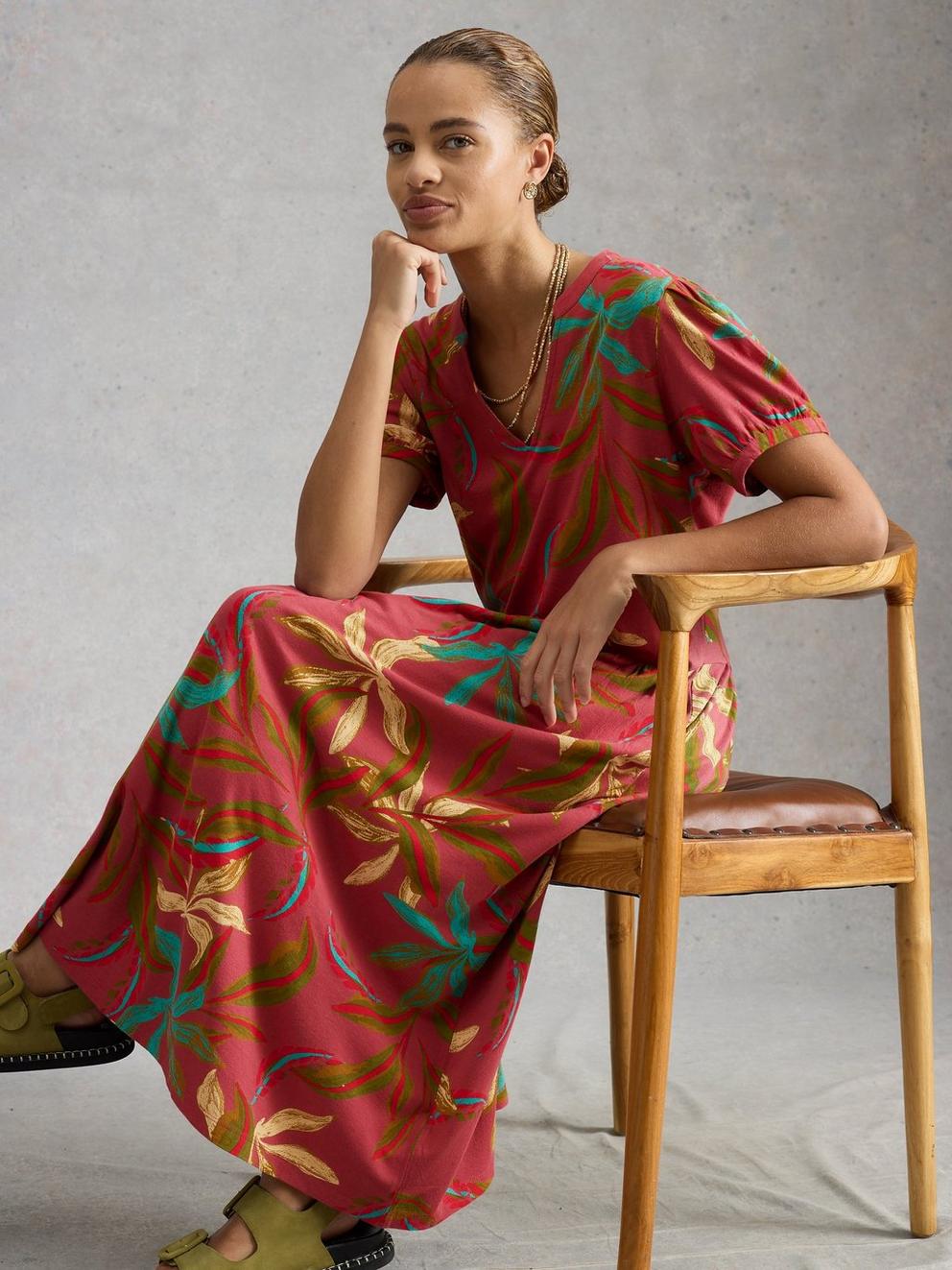 Leah Print Jersey Midi Dress