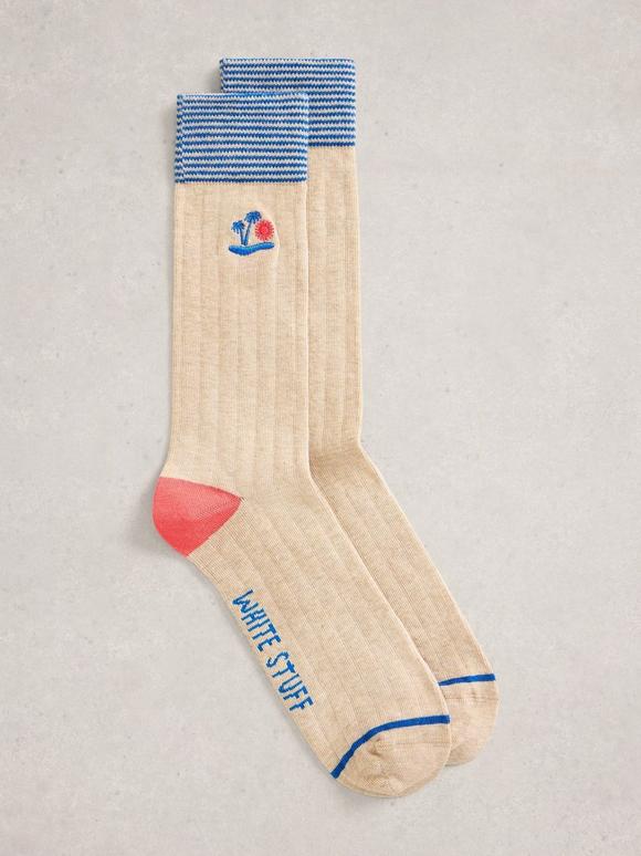 Embroidered Rib Ankle Socks