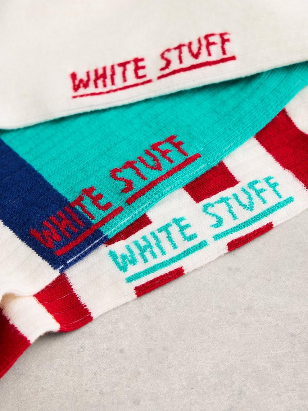 3PK Stripe Rib Trainer Socks