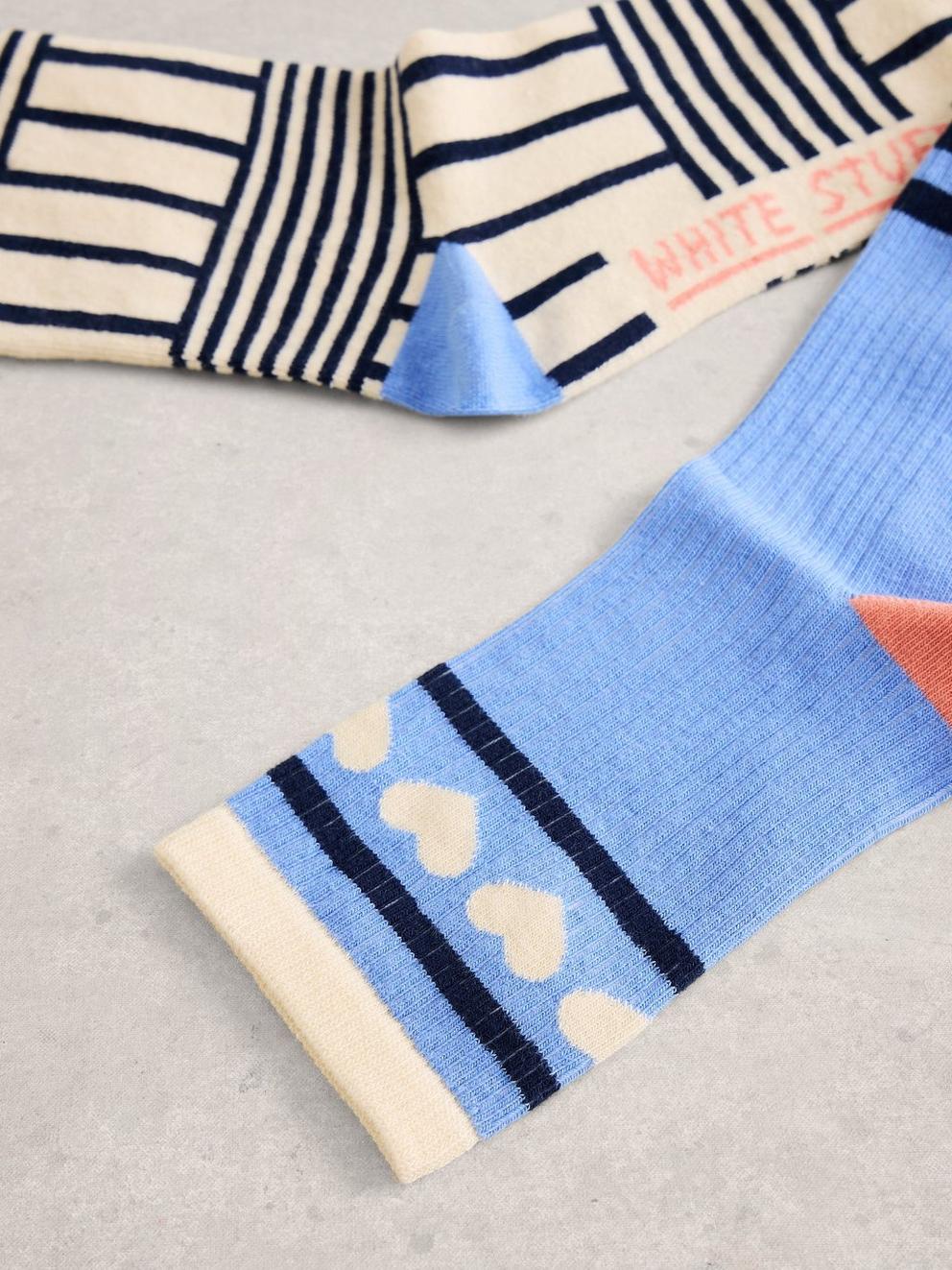 2PK Heart Rib Ankle Socks