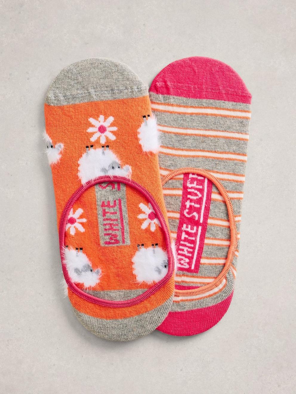 2PK Fluffy No Show Socks