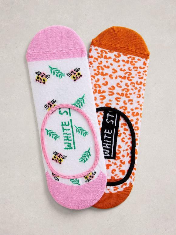2PK Leopard No Show Socks