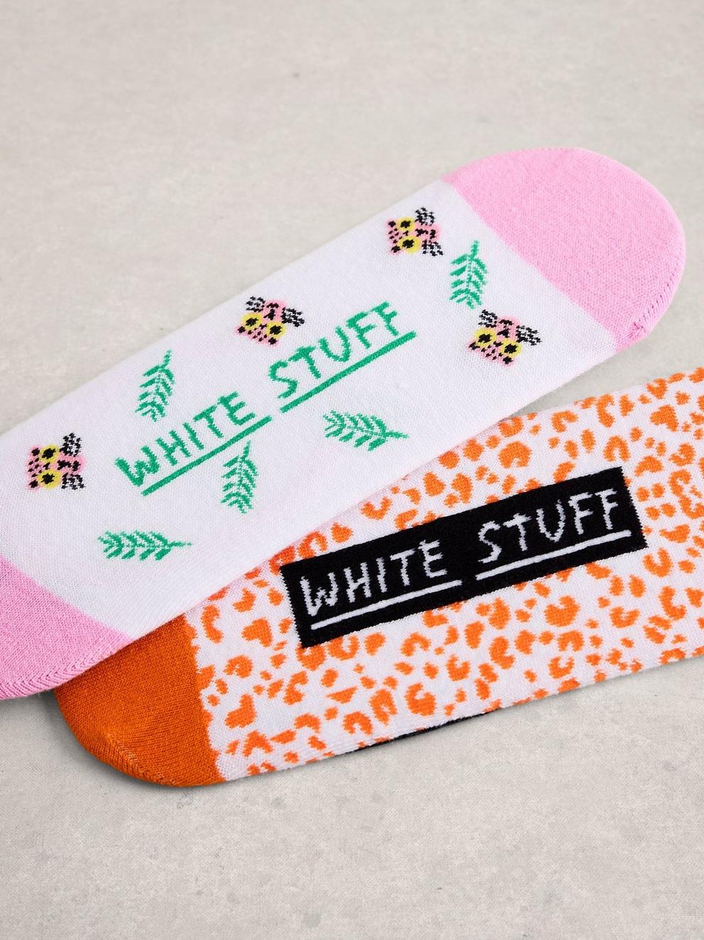 2PK Leopard No Show Socks