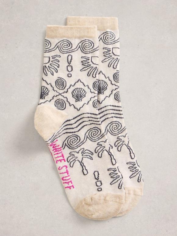 Shell Print Ankle Sock