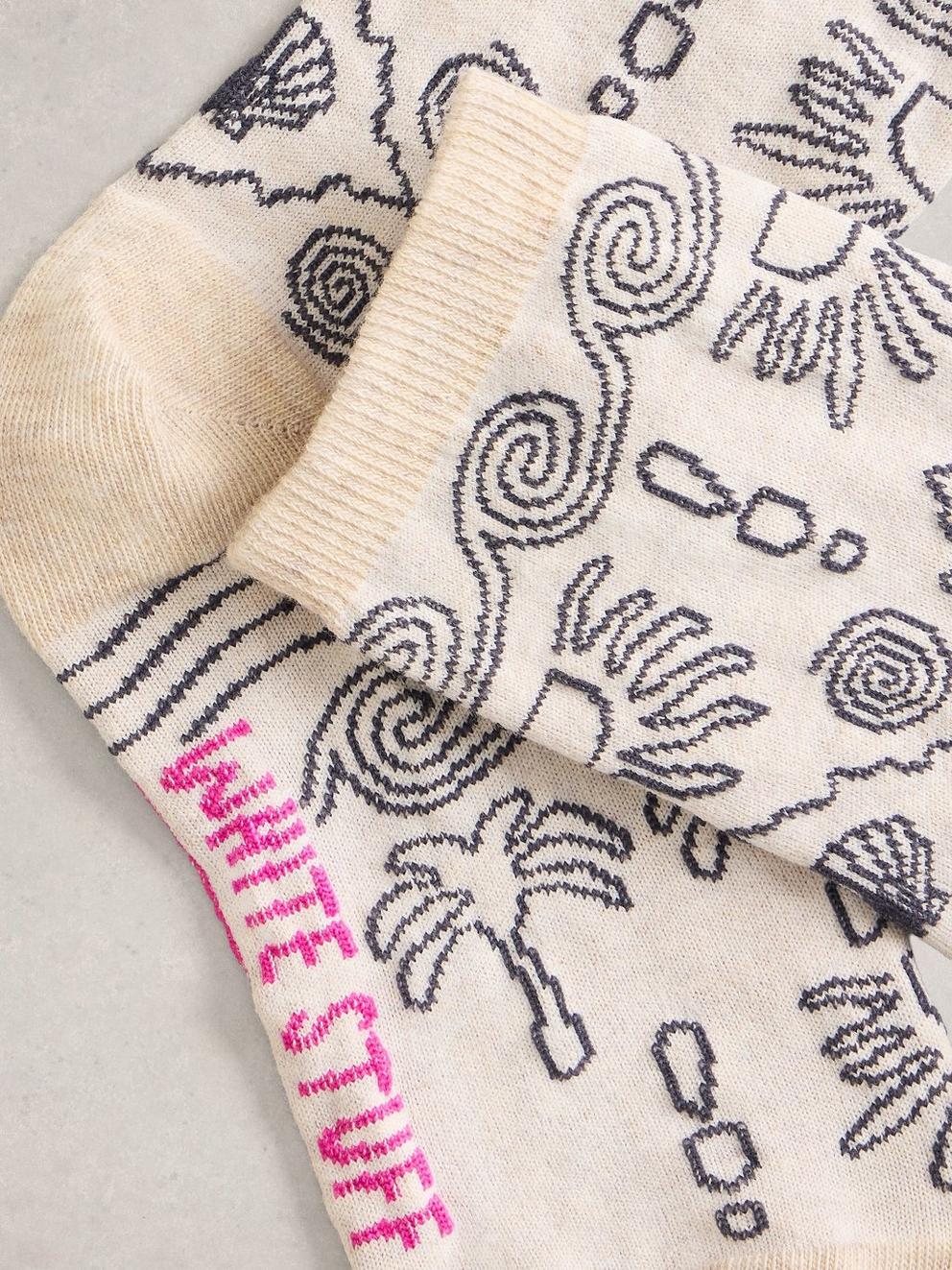 Shell Print Ankle Sock