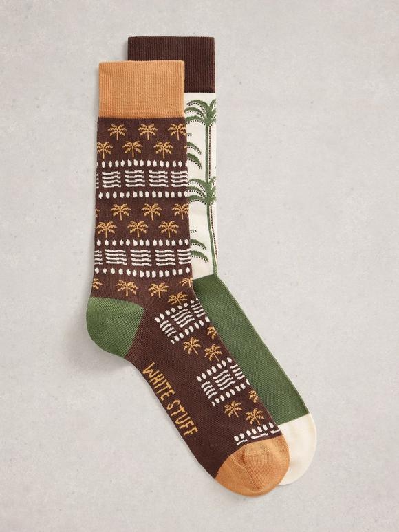2PK Palm Print Ankle Socks