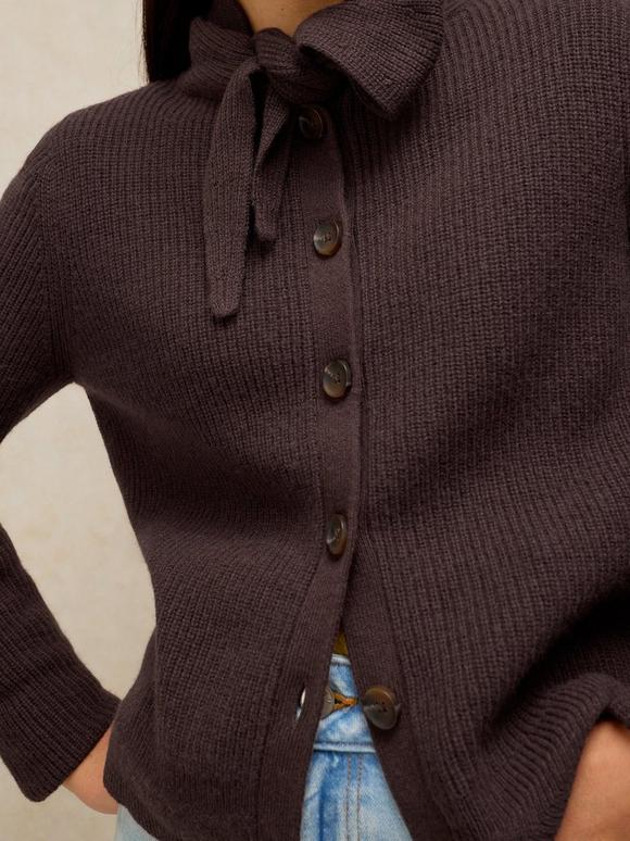 RIB WOOL SCARF CARDI
