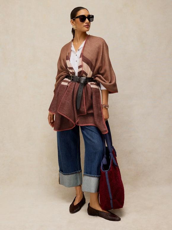 STRIPE DETAIL PONCHO