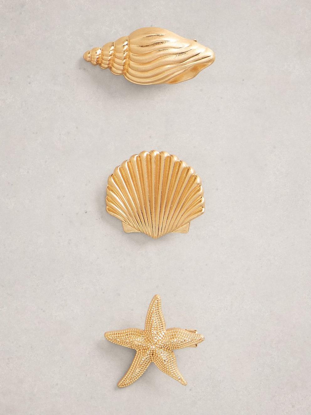 3PK Seashell Hair Clips