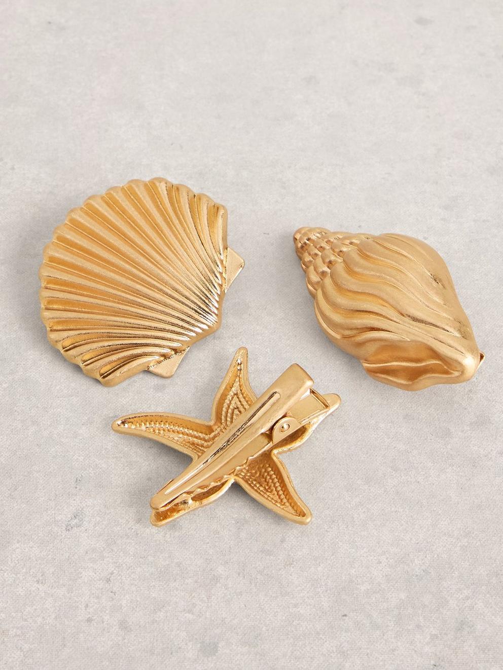 3PK Seashell Hair Clips