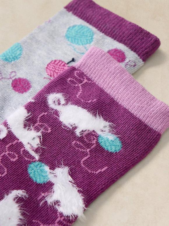 2PK FLUFFY CAT ANKLE SOCKS