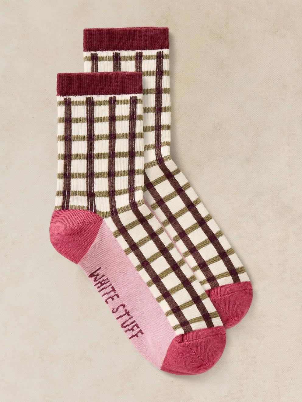 RIBBED CHECK ANKLE SOCK