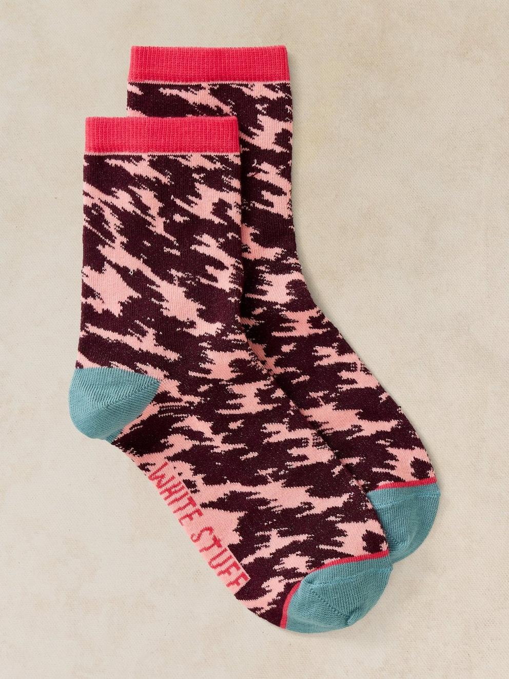 HOUNDSTOOTH PRINT ANKLE SOCK