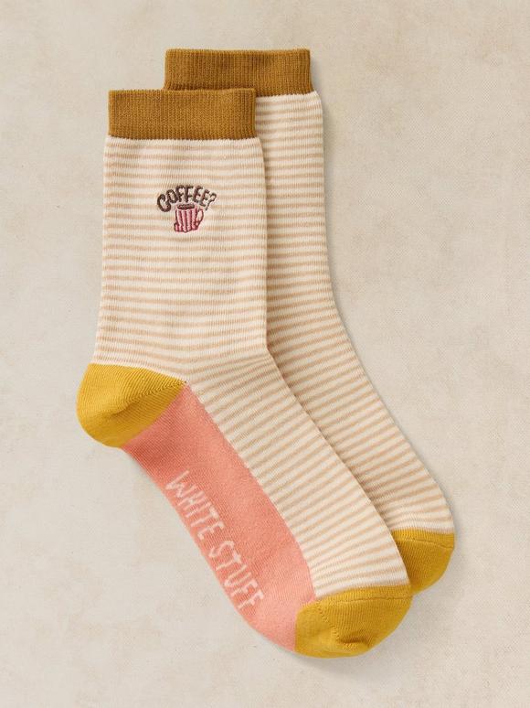 COFFEE EMBROIDERY ANKLE SOCK
