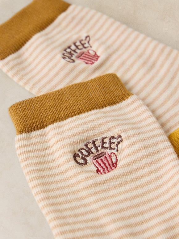 COFFEE EMBROIDERY ANKLE SOCK