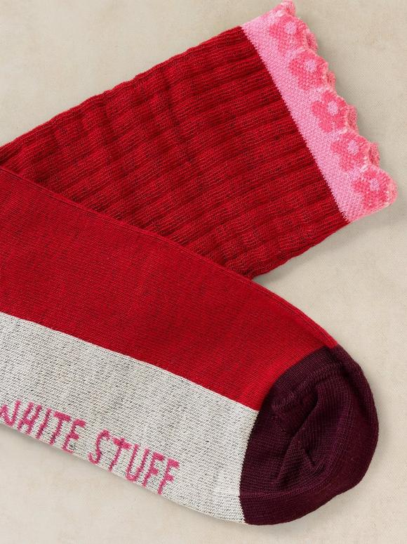 RIBBED FLORAL ANKLE SOCK