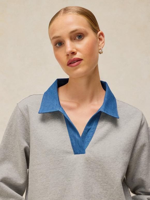 DANNI DENIM COLLAR SWEAT
