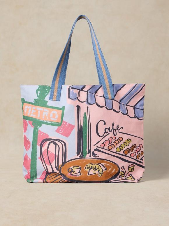 CAFÉ SCENE CANVAS TOTE BAG