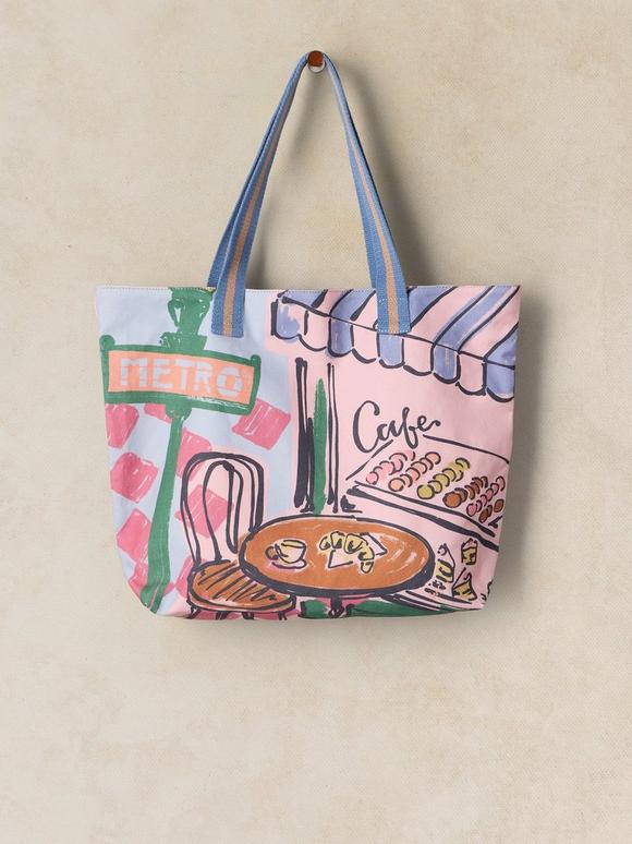 CAFÉ SCENE CANVAS TOTE BAG