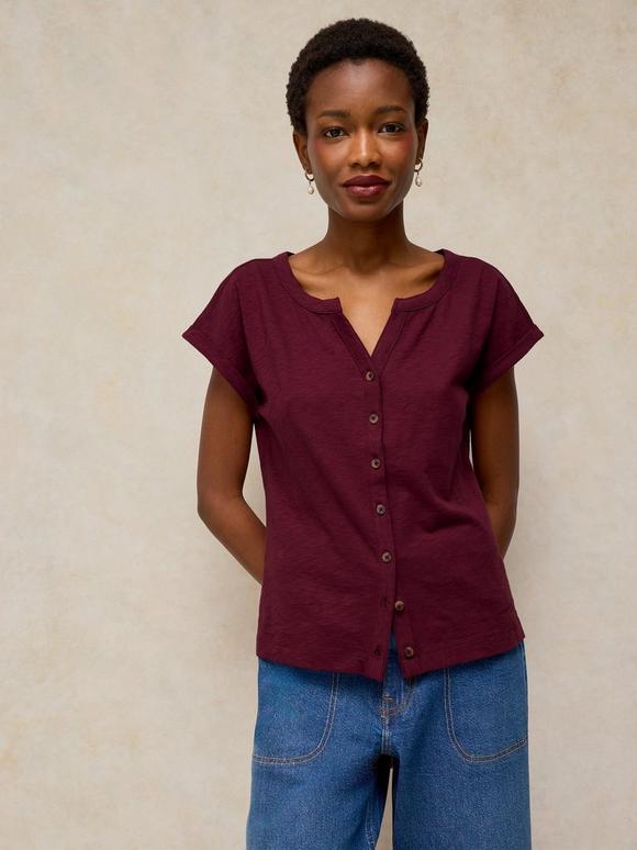 NINA NOTCH BUTTON TEE