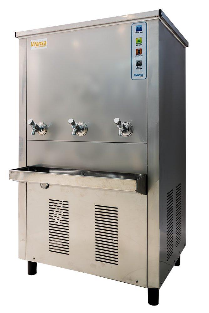 

Wansa gold floor standing stainless steel water cooler with 3 taps - 200l