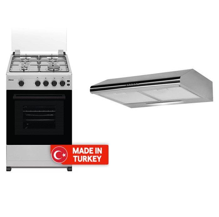 

Wansa 50x50 gas cooker + wansa 60cm cooker hood stainless steel