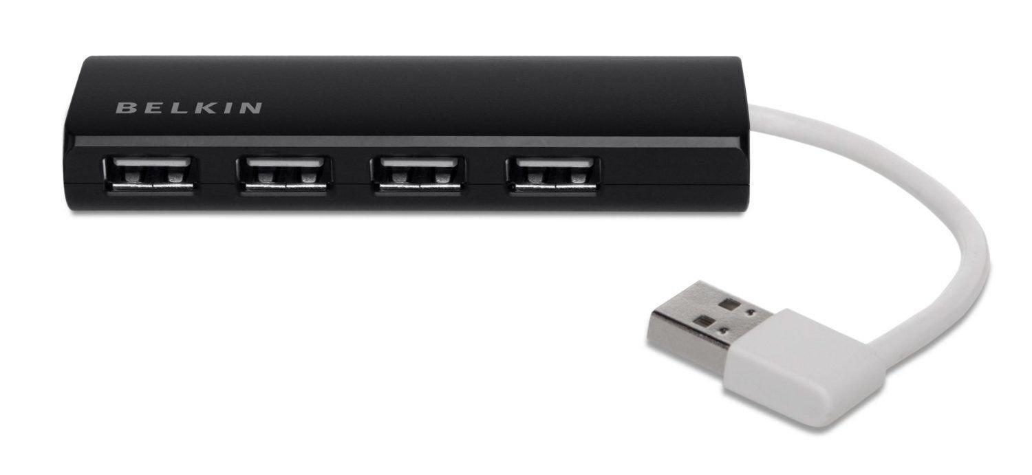 

Belkin 4 port usb 2. 0 hub ultra-slim series - black f4u042bt
