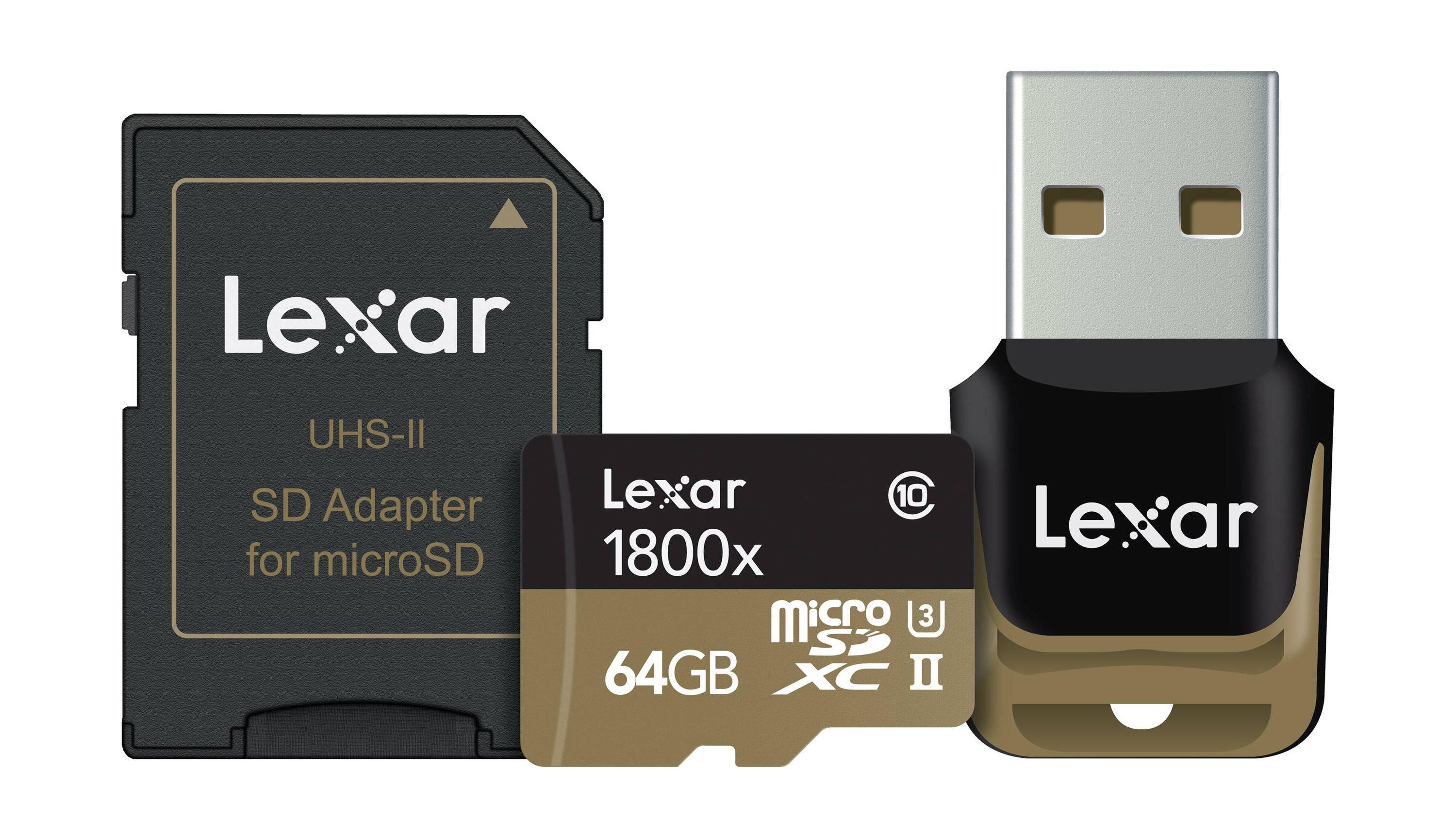 

Lexar 64gb professional 1800x uhs-ii microsdxc (u3) memory card - black