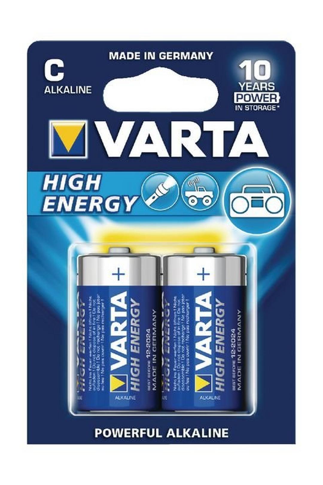 Varta High Energy Alkaline C Batteries 2Pcs