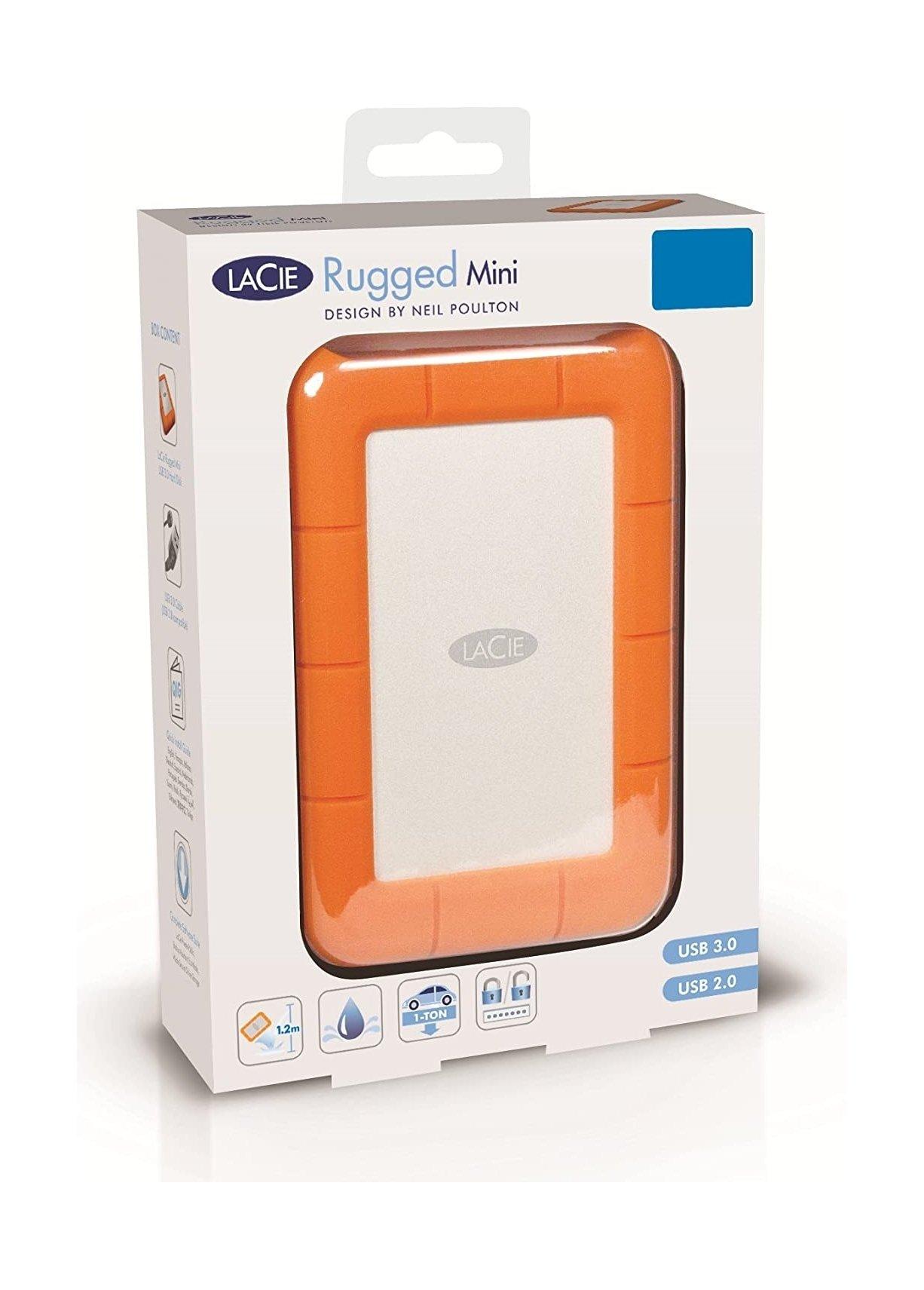 

Lacie rugged mini 1tb portable external hard drive, lac301558 - orange