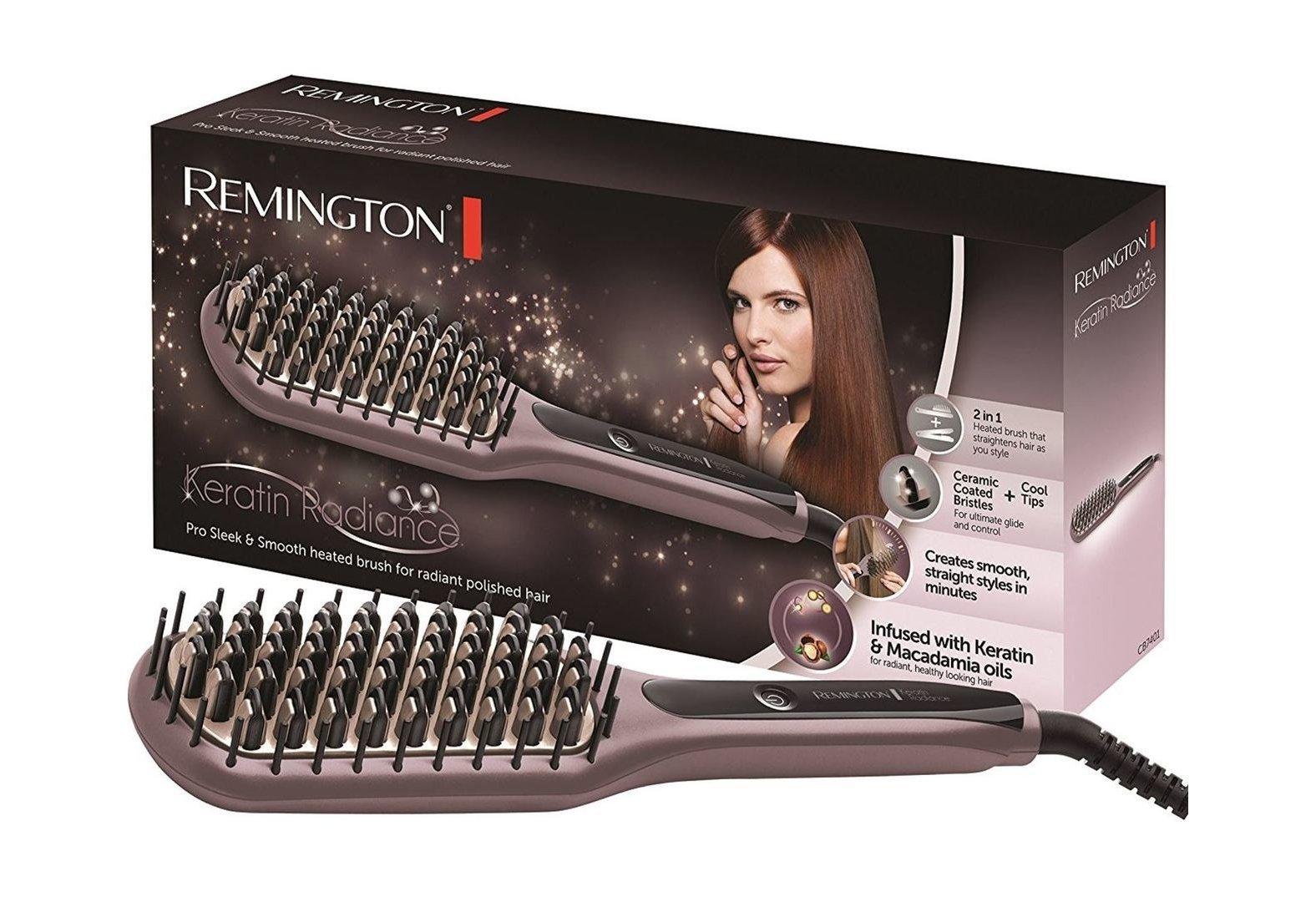 

Remington keratin radiance sleek & smooth brush, 62 w, 3 heat settings, cb7401 - pu...