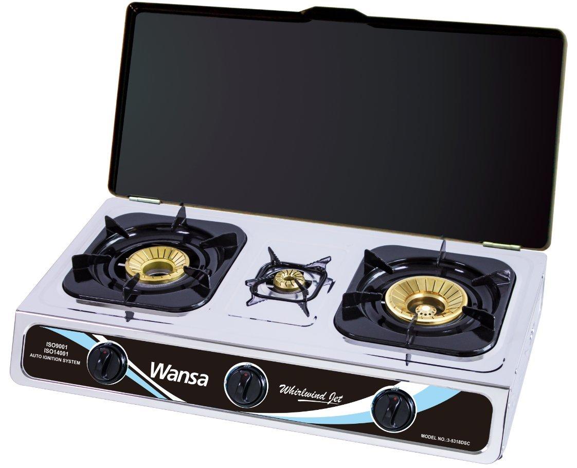 

Wansa 3 burners stainless steel gas stove - 3-5318dsc