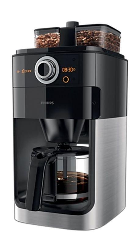 

Philips grind and brew coffee maker, 1000w, 1. 2l, hd7762 - black/silver
