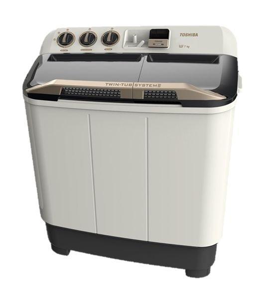 

Toshiba twin tub washer, 7kg washing capacity, 4. 6kg drying capacity, vh-h80wb - white...
