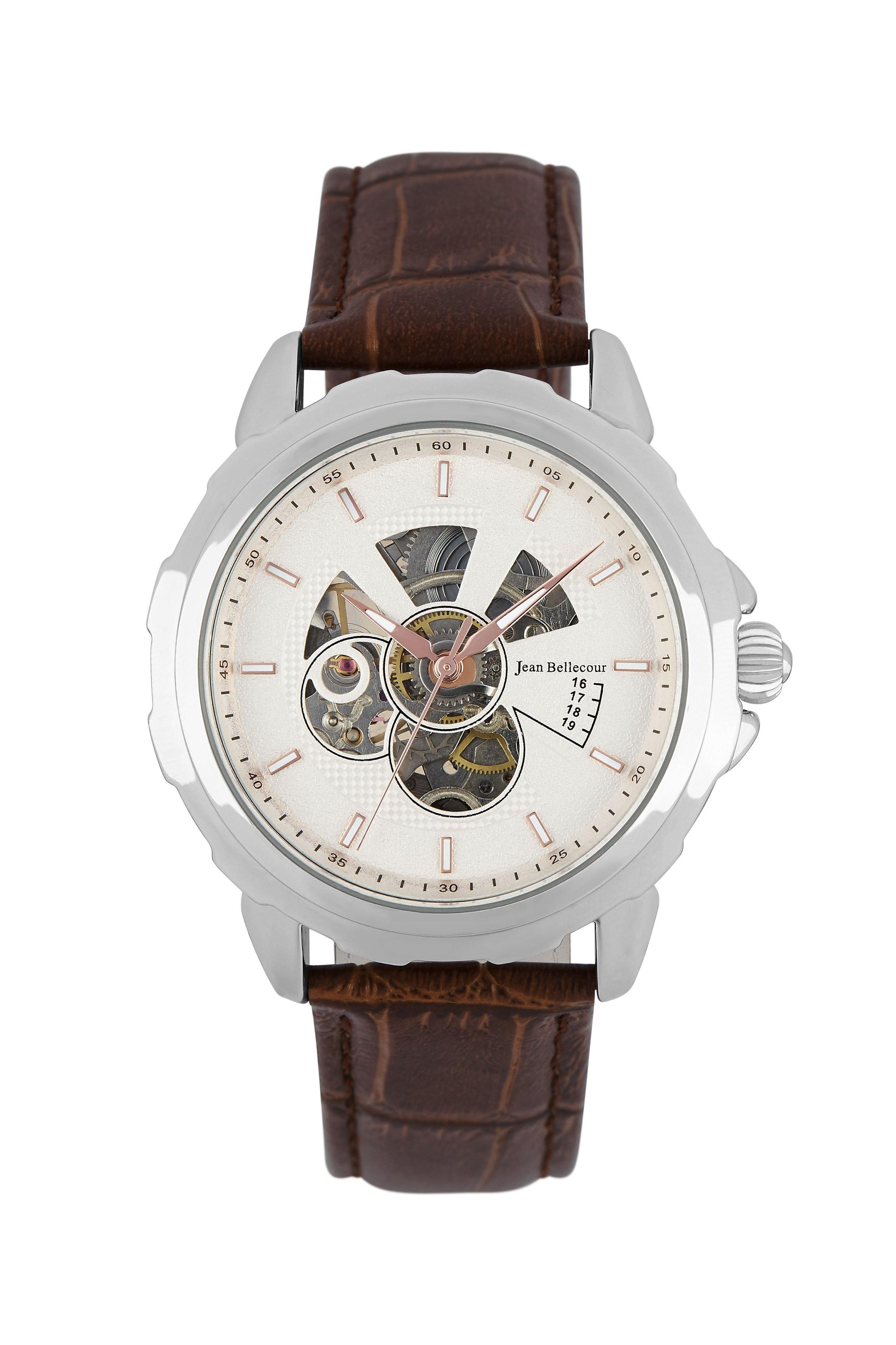 

Jean bellecour 40mm automatic analog gents leather watch (jbp1912) - brown
