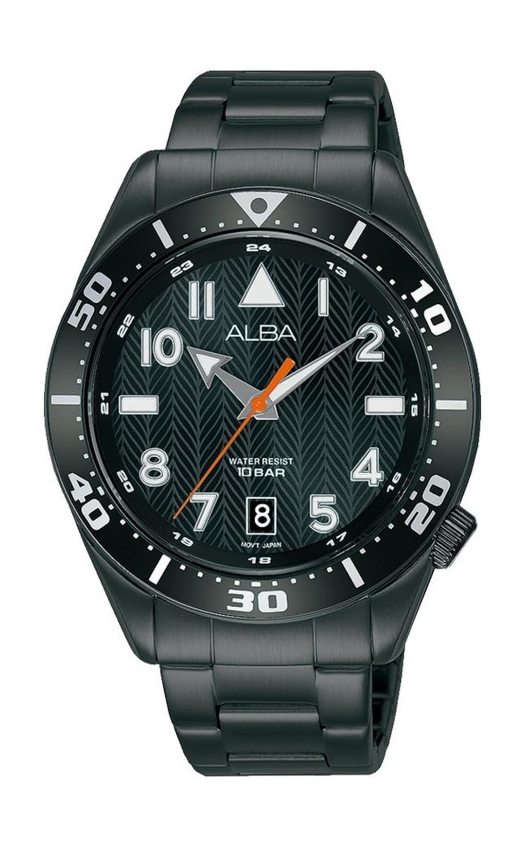 ساعة ألبا الرياضية للرجال مقاس ٤٠ ملم بعرض تناظري وحزام معدني (AS9K37X1)