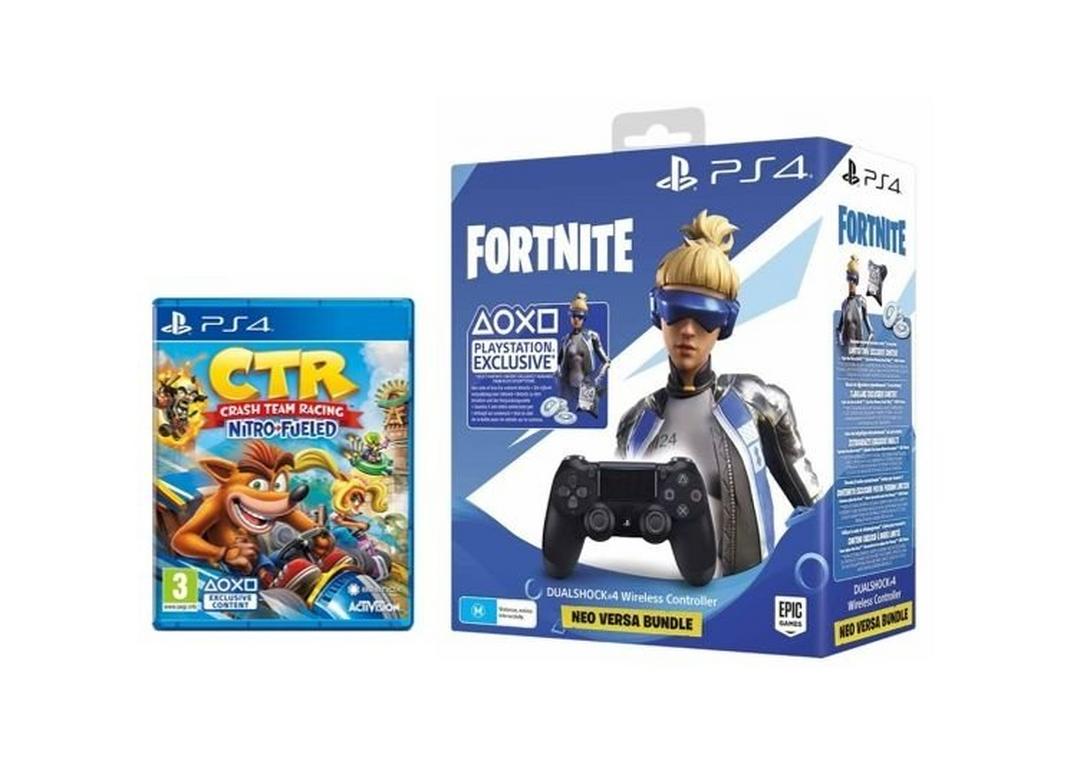 Sony PlayStation 4 DS4 Fortnite Neo Versa Wireless Controller + Crash Team Racing Nitro-Fueled - PlayStation 4 Game