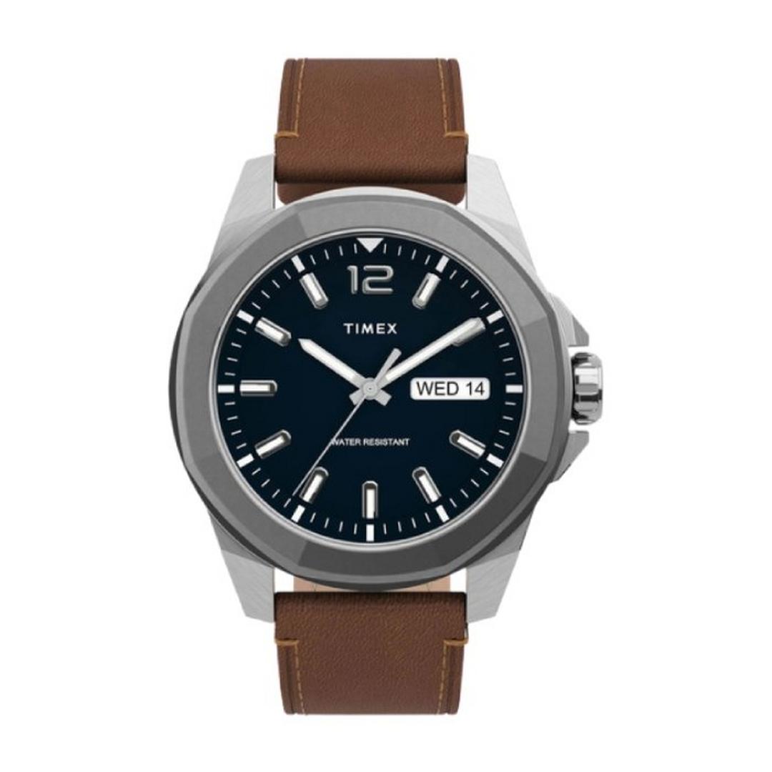 Timex 44mm Quartz Analog Men's Leather Strap Watch (TW2U15000)